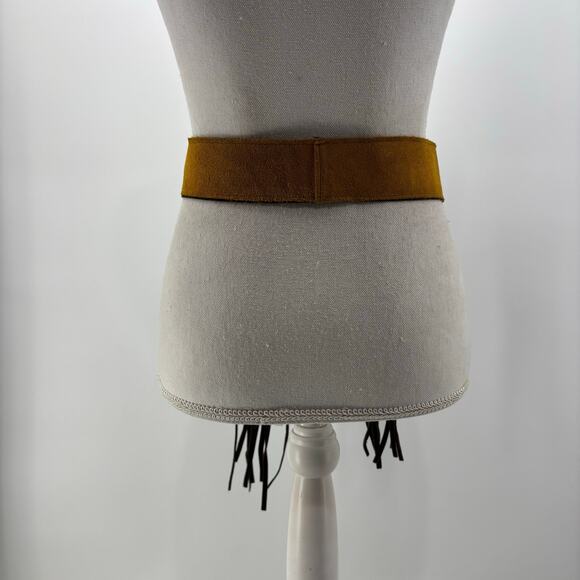 Womens Brown Suede Fringe Belt One Size Two Tone Casual Tie - Picture 4 of 11